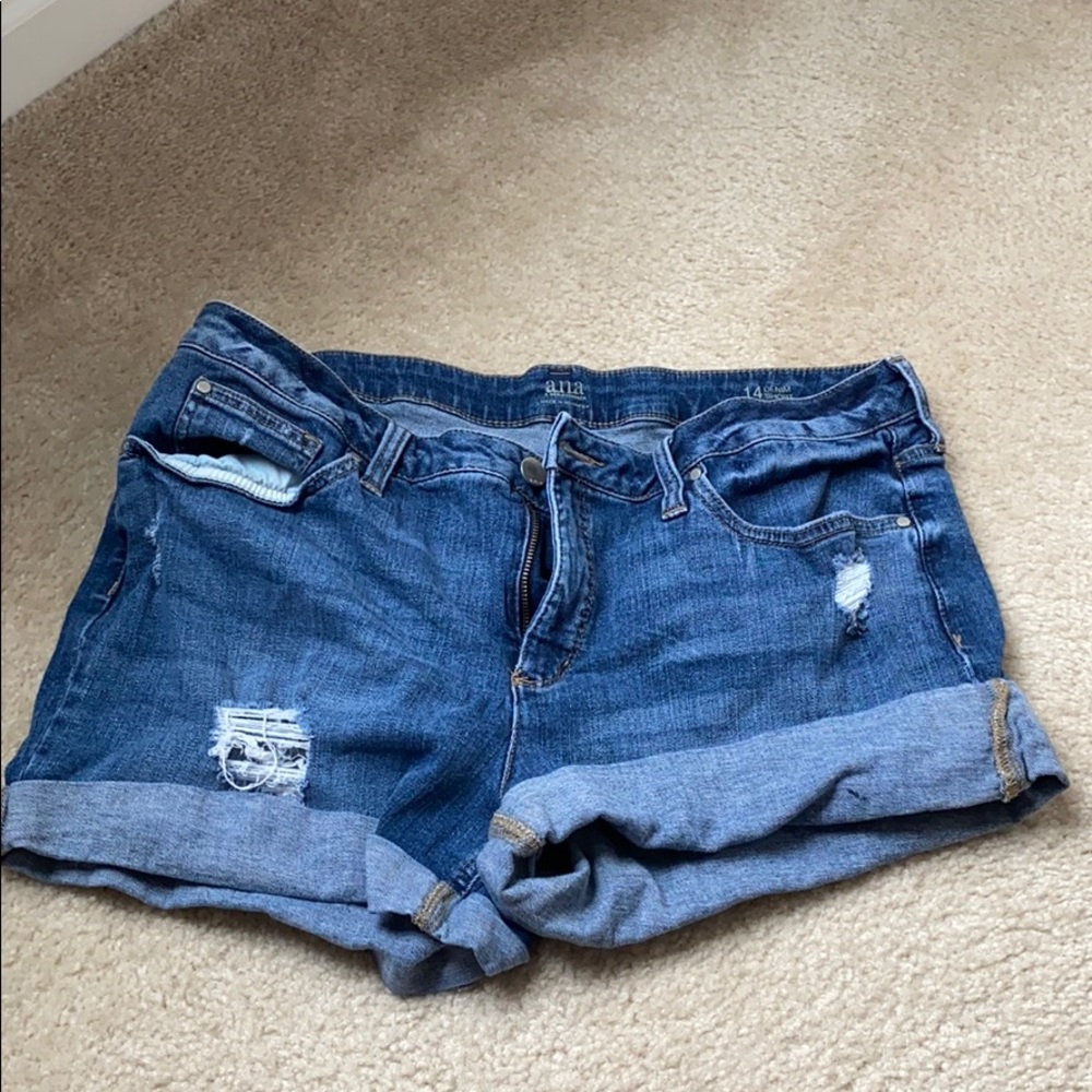 Medium Wash Ripped Denim Jean Shorts